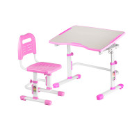 Комплект парта и стул трансформеры Fundesk Vivo 2, столешница Розовая, ножки Белые