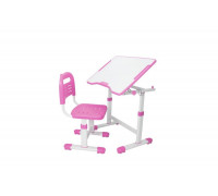 Комплект парта и стул трансформеры Fundesk Sole 2, столешница Розовая, ножки Белые