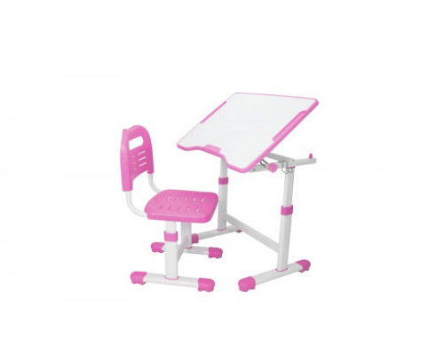 Комплект парта и стул трансформеры Fundesk Sole 2, столешница Розовая, ножки Белые