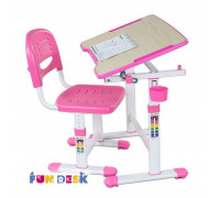Парта для малышей и стул FunDesk Piccolino II, столешница Розовая, ножки Белые